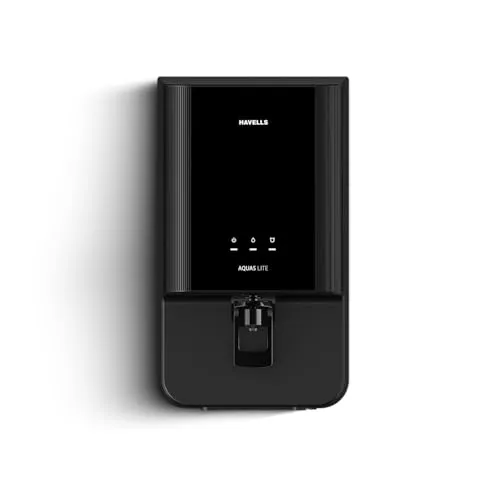Havells Aquas Lite Water Purifier, UV + UF Purification, 4-stages, 7L Storage, Ideal for Municipal Water, Significant water savings, BIS Approved, Black