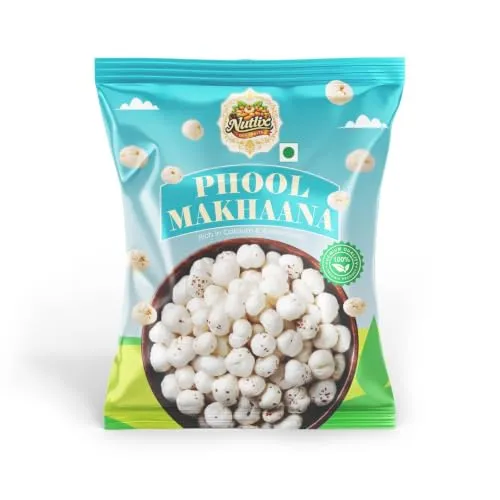 NUTLIX Premium Phool Makhana (Fox Nuts) 1KG | Big Size Makhana | Phool Makhana for Prasadam | Lotus Seeds | Super Crunchy Fox Nuts | Direct from Farm | Healthy Snacking | Rich in Calcium Puffed Snacks