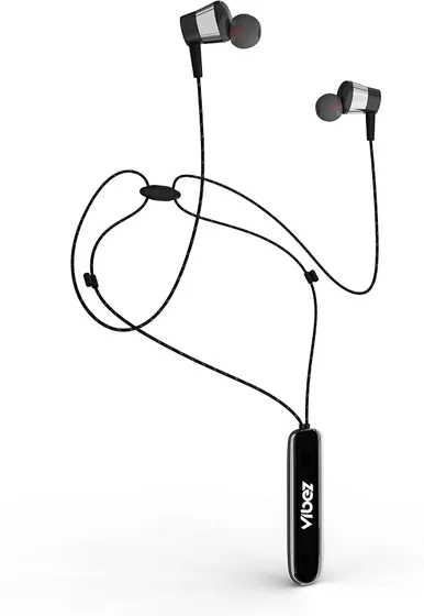 Vibez by Lifelong Wireless Earphones with Necklace Design| Wireless in Ear Earphones with Upto 10 Hours Playback IPX4, Bluetooth V5.1 with Extra Bass|Dual Pairing with Mic (VBNE01 Sass ,1 Year Warranty, Black)
