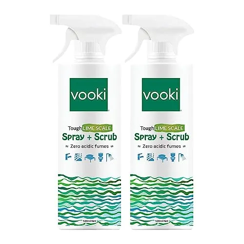 Vooki Ecofriendly Tough Lime Scale Hard Water Stain Remover, Spray and Scrub Cleaner for Bathroom,Taps, Faucet, Basins, Showers & Floor Tiles Cleaner, Home and Commercial Use - 500 ml (Pack of 2)