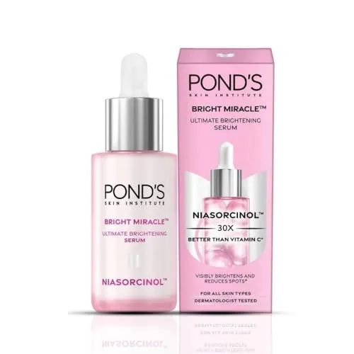 Pond's Bright Miracle Ultimate Brightening Serum with Niasorcinol | 30X better than Vitamin C | For Visibly Brighter, Spot-Free Skin in 1 Week | Lightweight & Fast Absorbing | 15ml