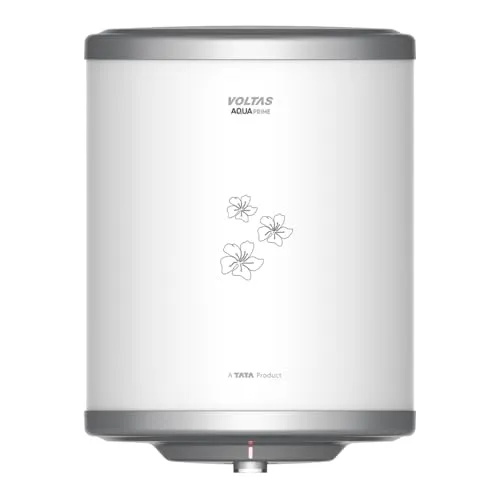Voltas Aqua Prime 25L, 4 Star Vertical Mounting 2000W Water Heater, with Quartzline Technology (Glassline Tank), Warranty: 2 year on product, 3 year on element, 7 year on tank