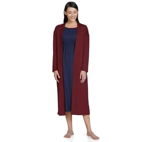 Amante Women's Cotton Blend Full Sleeves Sleep Robe