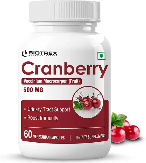 Biotrex Nutraceuticals Cranberry 500mg - for Urinary Tract Health, UTI Health Supplement | 60 Capsules