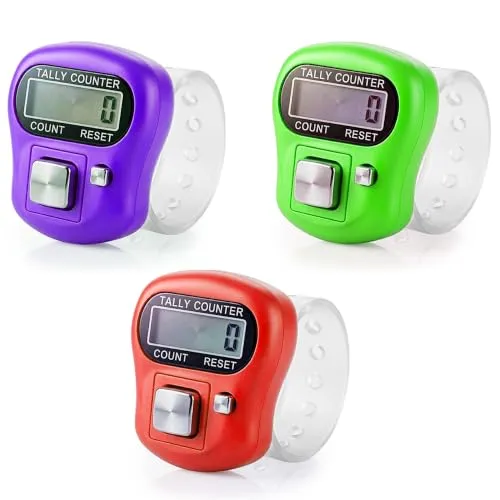 GLUN® Number Clicker Tally 5-Digit Counter Finger Ring Electronic Light Digital Counting Plastic Machine for Cricket Umpire and Various Counting Purpose Pack of 3 (Random Colour)