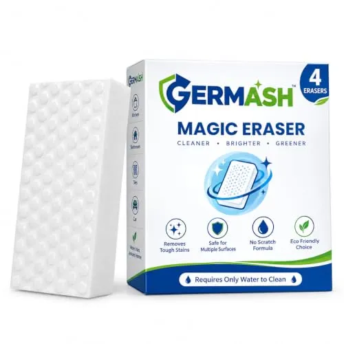 Magic Eraser | Pack of 4 | No Scratch Multi-Surface Cleaning Sponge | Removes 100+ Tough Stains | Just Add Water | Walls, Kitchen, Bathroom, Shoes & Switch Boards