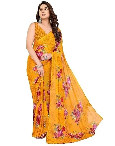 Printed Polyester Saree for Women | Color and Design May be Vary