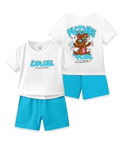 Mightpride® Boy's 100% Pure Cotton Premium Printed Tshirt and Shorts Set (Pack of 1)