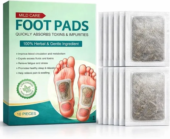 Foot patch (10 pcs) Herbal And Gentle Ingredient Detox Toxin Removal with Bamboo Vinegar and Acupoint Micro-Massage Technology,Natural Ingredients for Sleep Aid, Pain Relief,gel foot pads,Foot patch