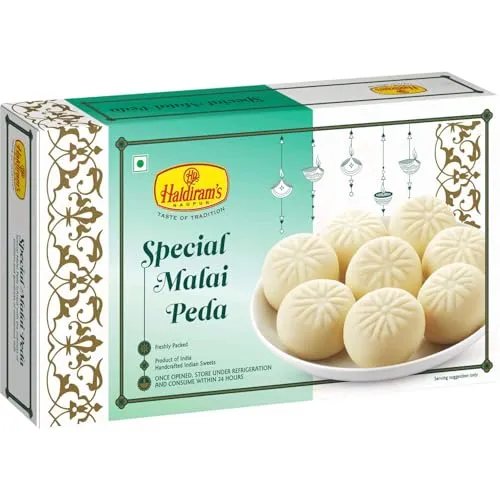 Haldiram's Nagpur Special Malai Peda 250g | Rich & Creamy Indian Sweet | Traditional Mithai for Festivals & Gifting