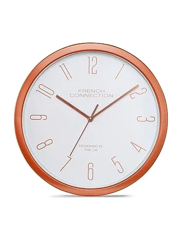 French Connection Stylish Analog Wall Clock for Home with White Dial - Size: 12 Inches - FCWC07-C