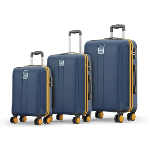 Safari Medium Thorium Neo 8 Wheels 55,66 and 77 Cm Small, and Large 4 Wheel Inline 3 Trolley Bags Polycarbonate 360 Degree Wheeling System Luggage,4 Wheel Inline Trolley Bags,Graph