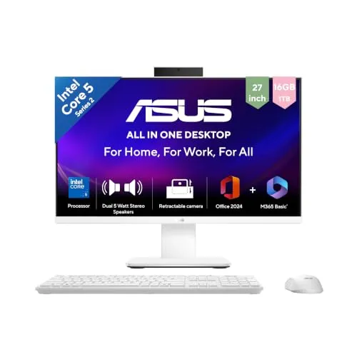ASUS V470 (2026),i5-14th Gen,Intel Core 5 210H,Intel iGPU,16GB/1TB,FHD,27"(68.58 cm),Windows 11,M365 Basic(1Y),Office 24,White,7.07 Kg,V470VA-KWC5004WS,with Wireless Keyboard & Mouse,All in One PC