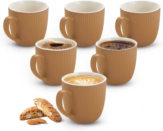 Treo by Milton Ridge 210 Coffee Mugs, 6 Pieces, 210 ml Each, Ceramic Mugs, Microwave Safe, Crockery Cup, Ideal for Daily Use & Gifting (Print and Colors May Vary)