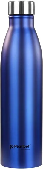 PEARLPET S10 Stainless Steel Single Wall Water Bottle, Light Weighted Leak-Proof Use for Office, School, Outdoor & Gym, 1000ml- Blue