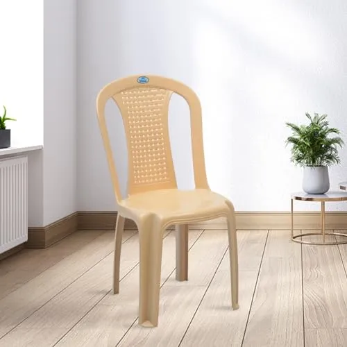 Nilkamal Plastic Chair for Living room |Set of 2 | 3 Year Warranty | For Home, Living Room, Outdoor | Marble Beige Colour | CHR4002