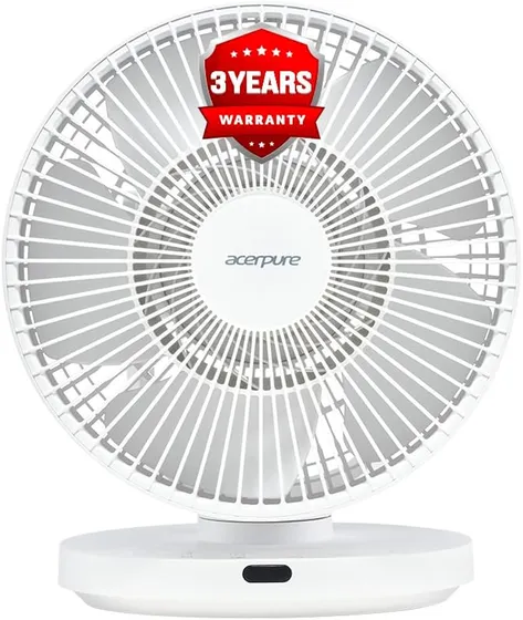 Acerpure Cozy F3 Table Fan with Air Circulator |3years warranty| Energy efficient BLDC motor|Remote control|3D airflow technology |Swing mode |16 speed control and LED display|Whisper-quiet (White)