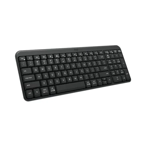 Logitech K250 Bluetooth Keyboard with Numpad, Easy Connectivity, Compact Wireless Keyboard Made with Recycled Plastic, Spill-Resistant, Comfortable Keys - Windows/MacOS - Graphite