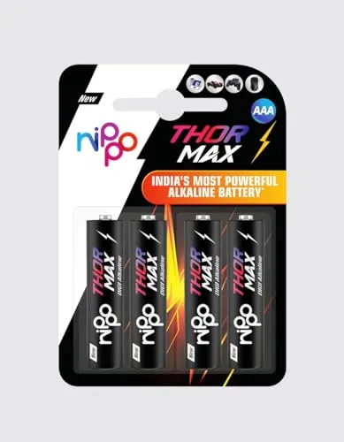 Nippo THOR MAX India’s Most Powerful AA & AAA Alkaline Batteries (Pack of 4)