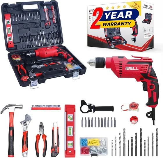 IBELL Professional 500RE Impact Drill Tool Kit | 650W Pure Copper Motor | 13mm Metal Chuck | 101-Piece Home & DIY Tool Set | Variable Speed up to 2800 RPM | Durable Carry Case | 24-Month Warranty