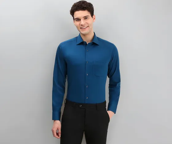 Allen Solly Men Navy Regular Fit Textured Full Sleeves Formal Shirts