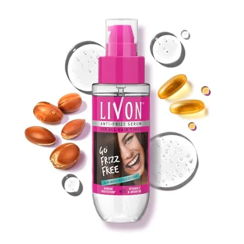 Livon Hair Serum, For Dry & Frizzy Hair | Provides shine , smoothness & damage protection| Leave in serum for women & Men| With Vitamin E & Argan Oil | 100ml