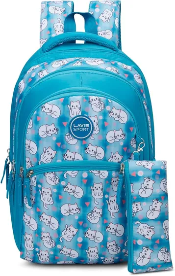Lavie Sport Whisker Backpack | 22 Liters | Rain Cover | Gift for Biys & Girls